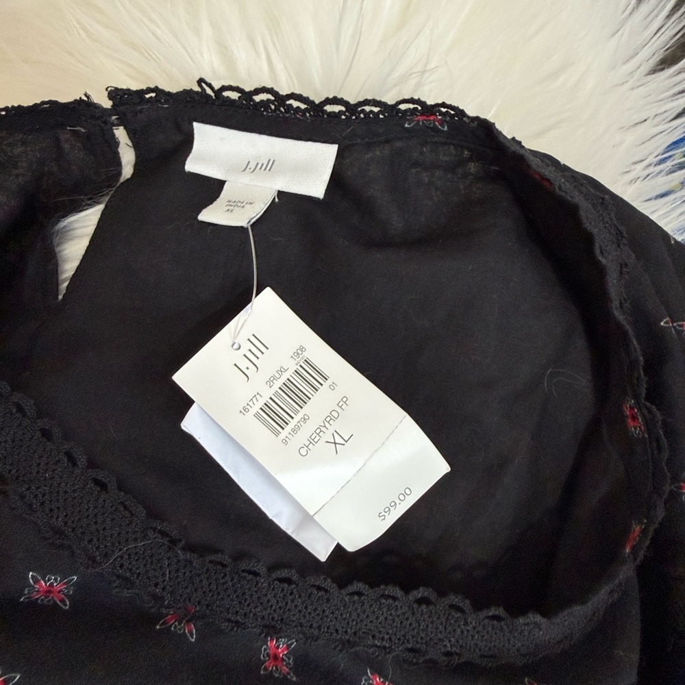 NWT J. Jill Black Floral Pintucked Lace Dress - Picture 6 of 7